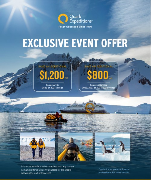 Quark Expeditions exclusive event offer · book by 29 October 2026